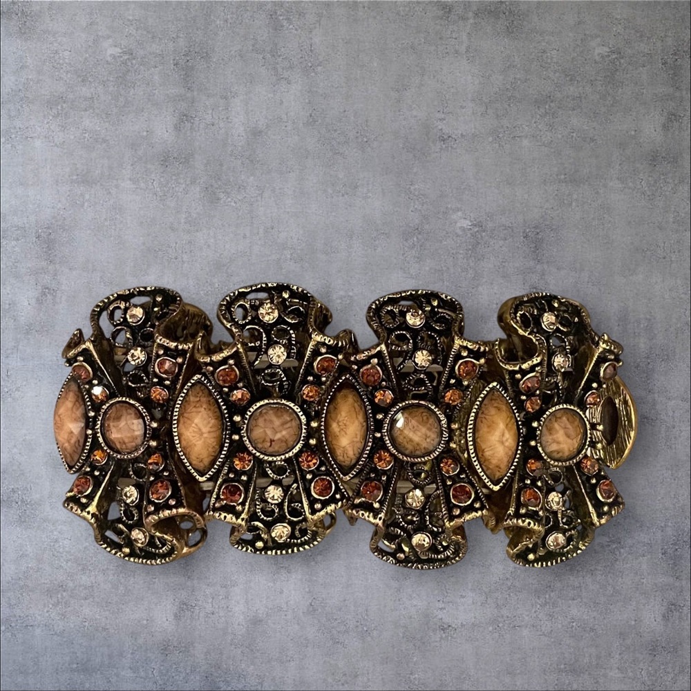 Gold and Brown Ornate Bracelet